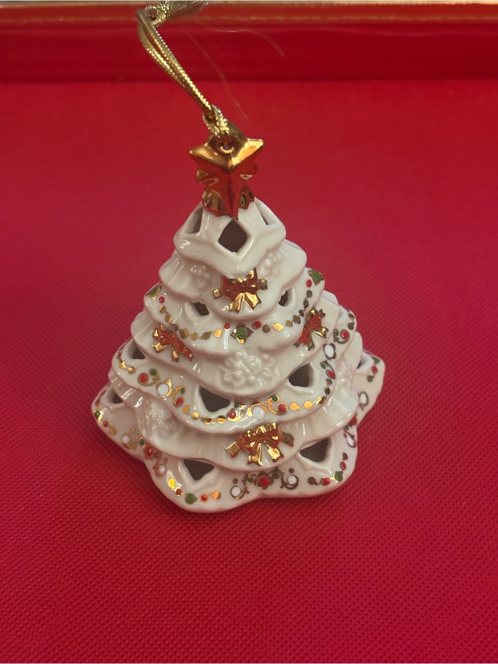 Lenox White Porcelain Ornament with Gold Loop